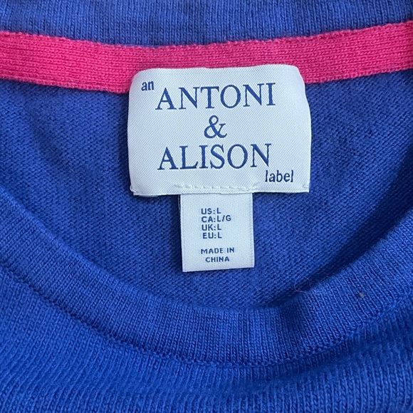 Antoni & Alison Label Novelty Reindeer Lambswool Blend Blue Jumper - Size US L - Picture 4 of 10